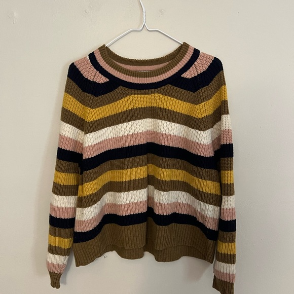 Madewell Striped Tilden Pullover Sweater Size Medium - Picture 6 of 7